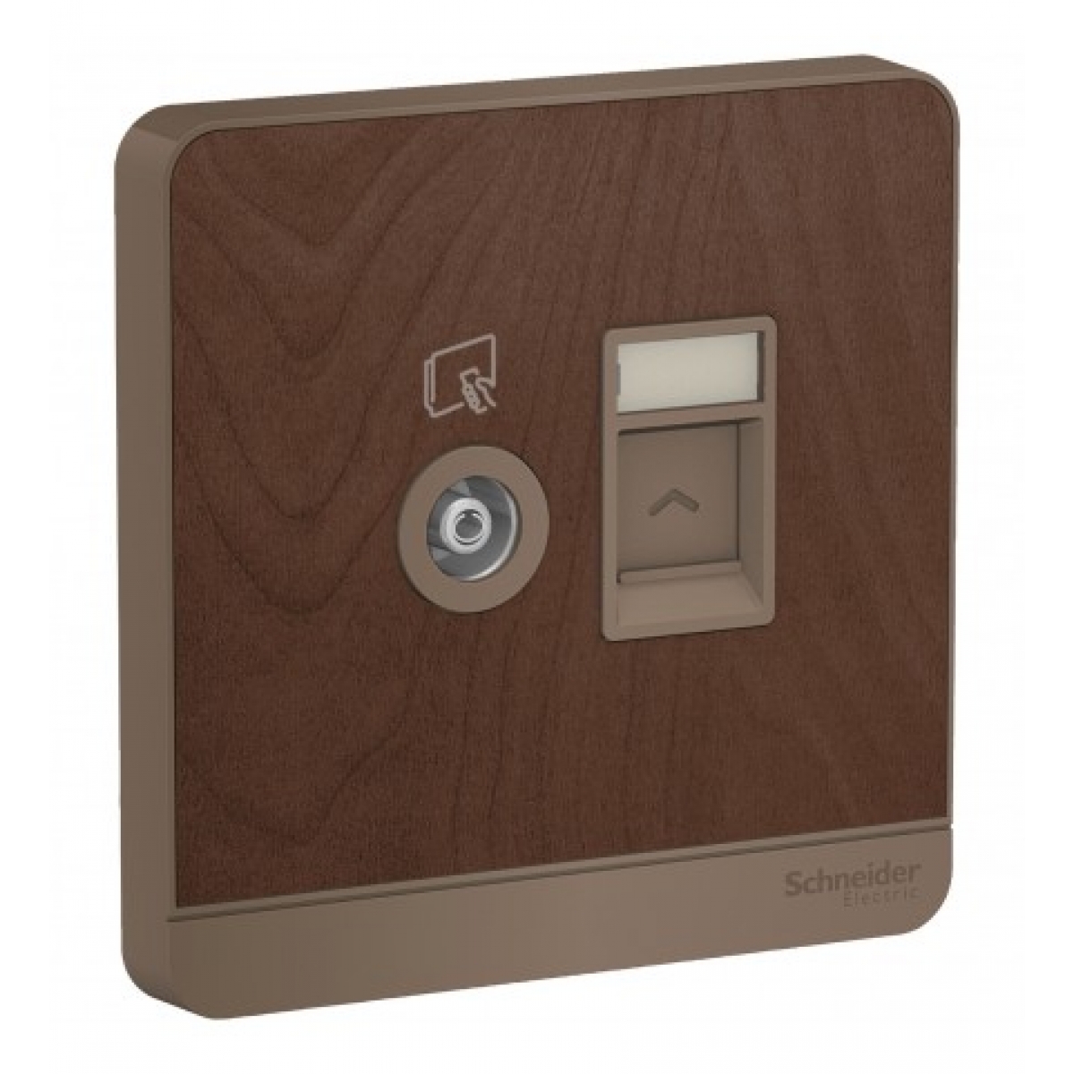 Schneider Electric AvatarOn 單位電視及RJ45數據插座面板 (胡桃木)